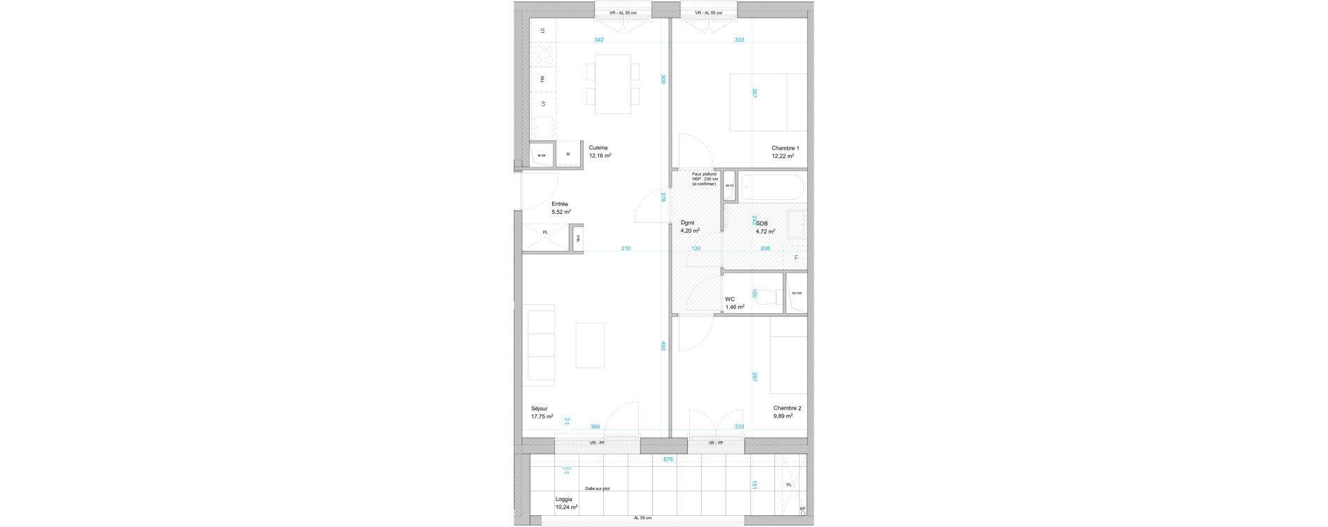 Appartement T3 de 68,00 m2 &agrave; Cergy Les doux &eacute;pis