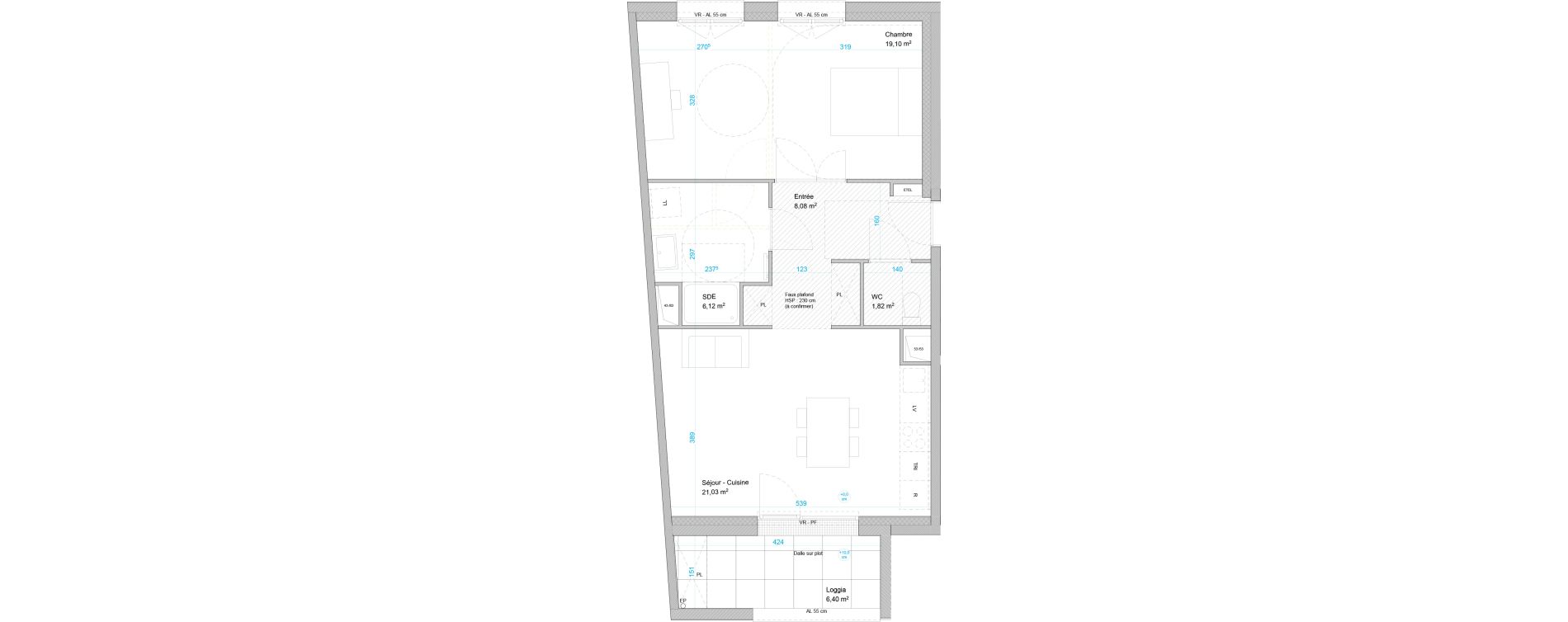 Appartement T2 de 56,10 m2 &agrave; Cergy Les doux &eacute;pis