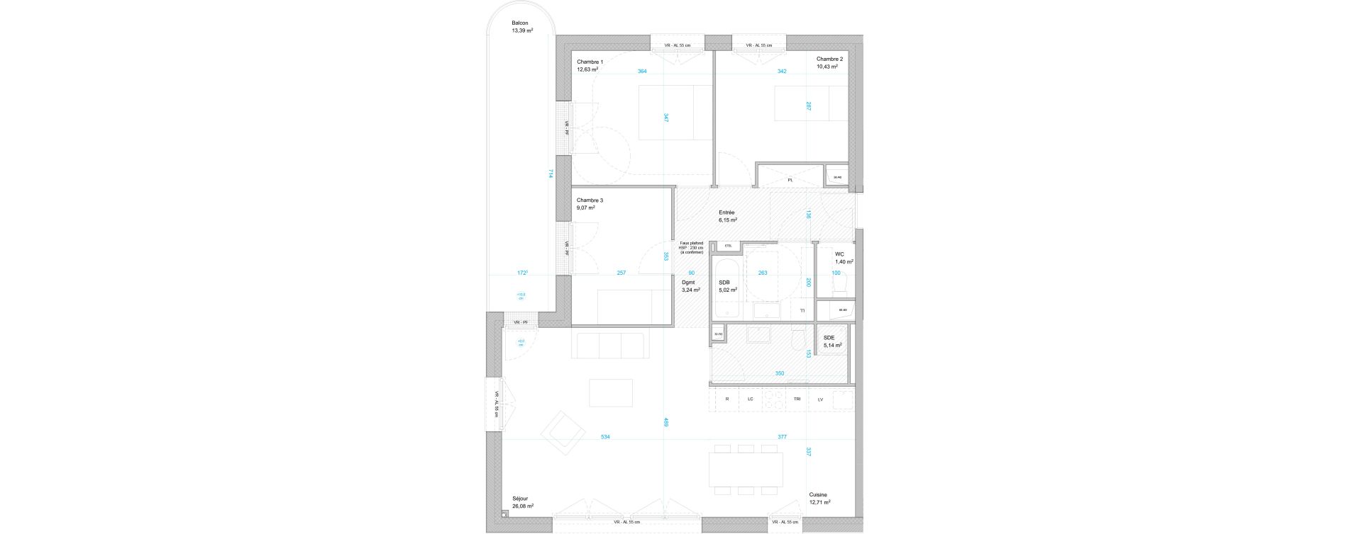 Appartement T4 de 91,80 m2 &agrave; Cergy Les doux &eacute;pis