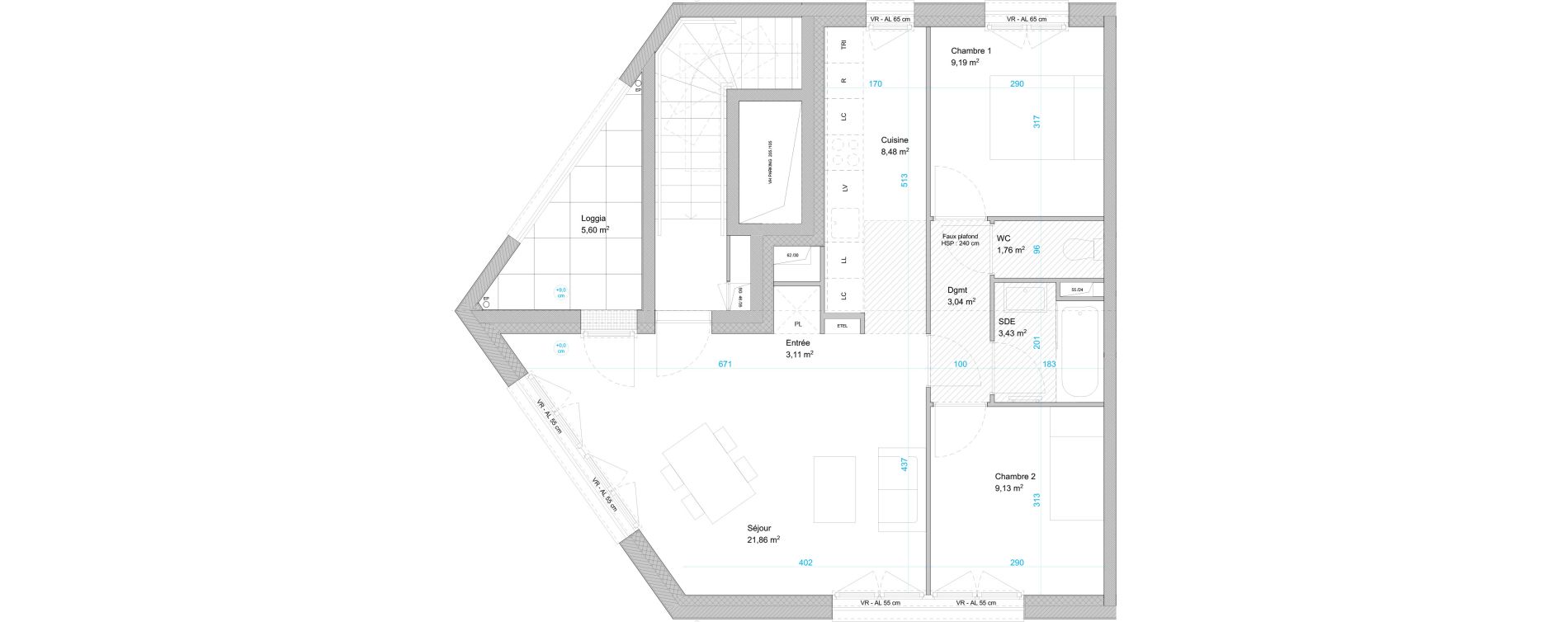 Maison T3 de 60,00 m2 &agrave; Cergy Les doux &eacute;pis