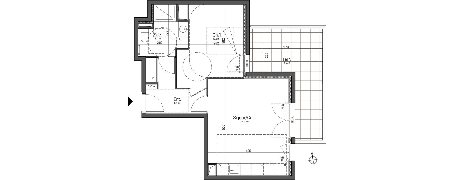 Appartement T2 de 45,10 m2 &agrave; Cergy Horloge