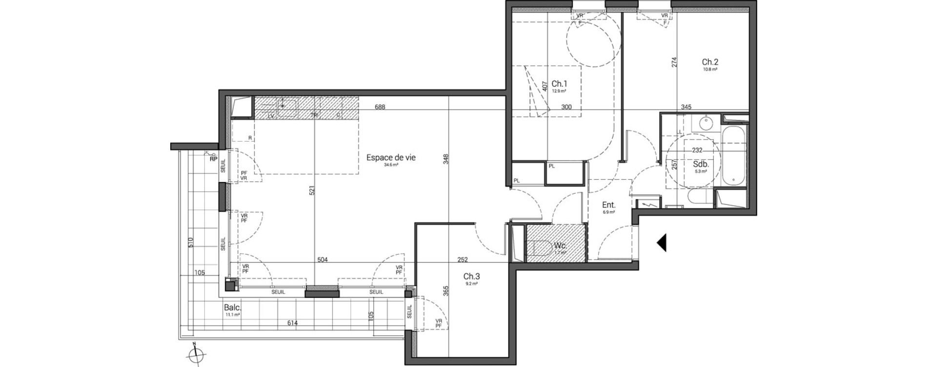 Appartement T4 de 81,40 m2 &agrave; Cergy Horloge