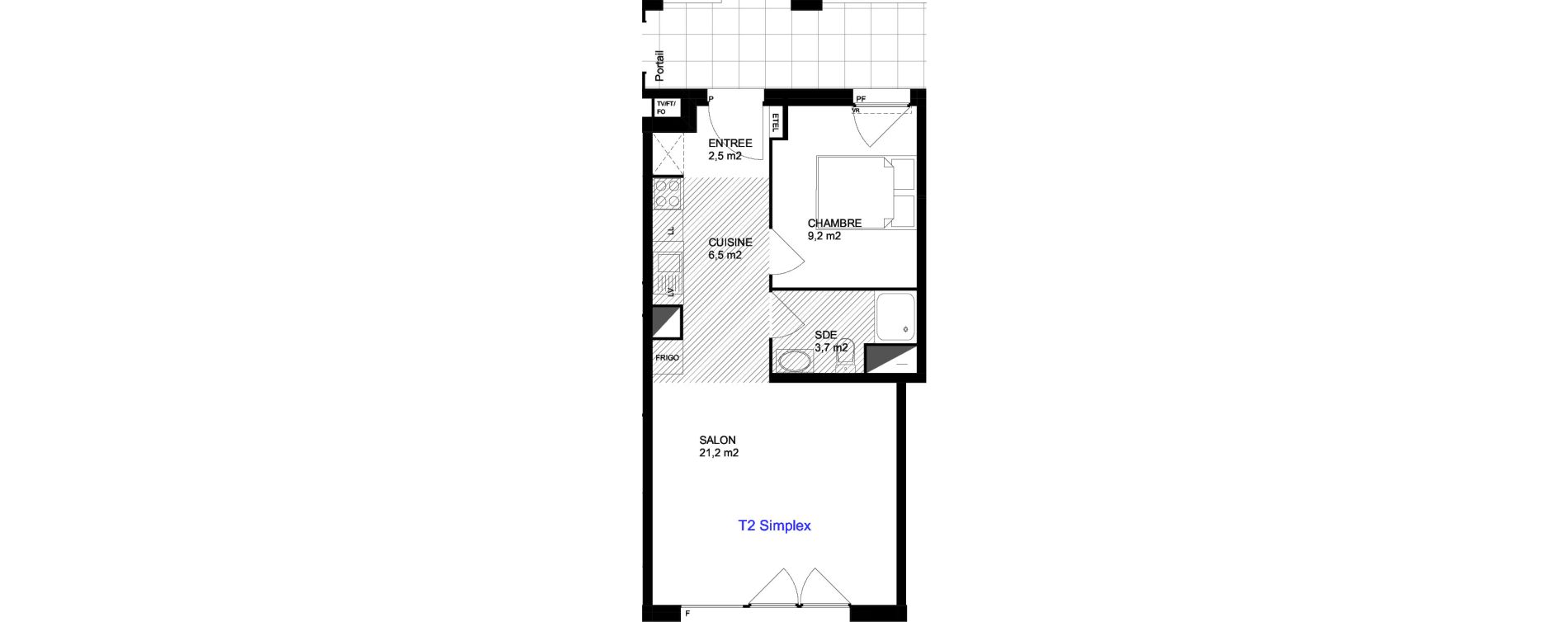 Appartement T2 de 43,10 m2 &agrave; Cergy Les doux &eacute;pis