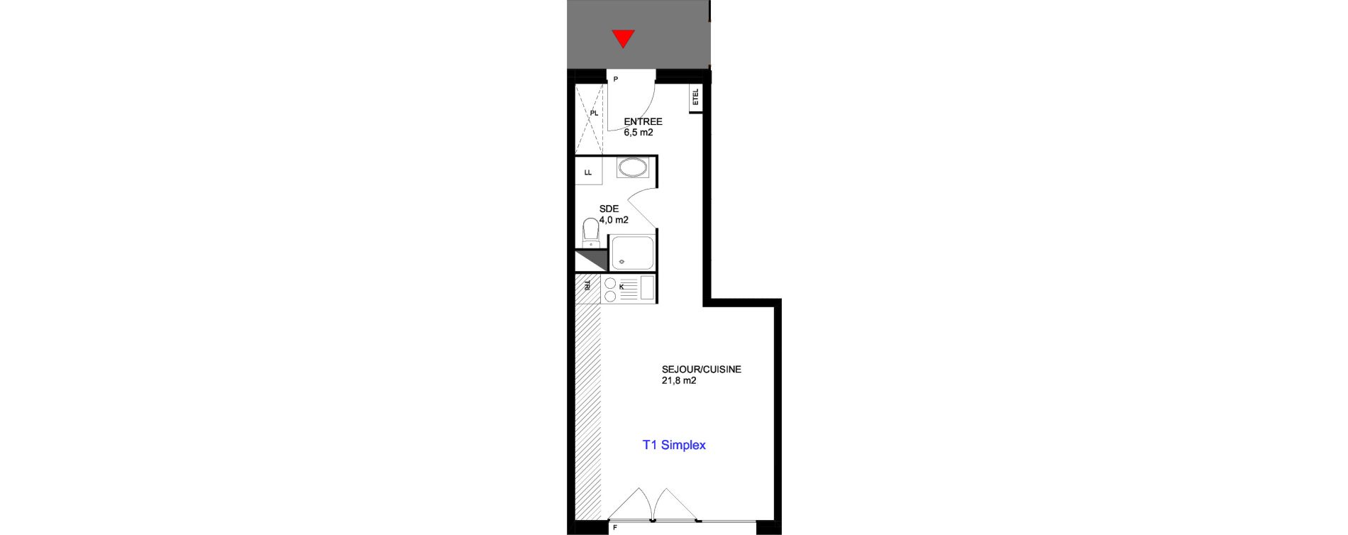 Appartement T1 de 32,30 m2 &agrave; Cergy Les doux &eacute;pis