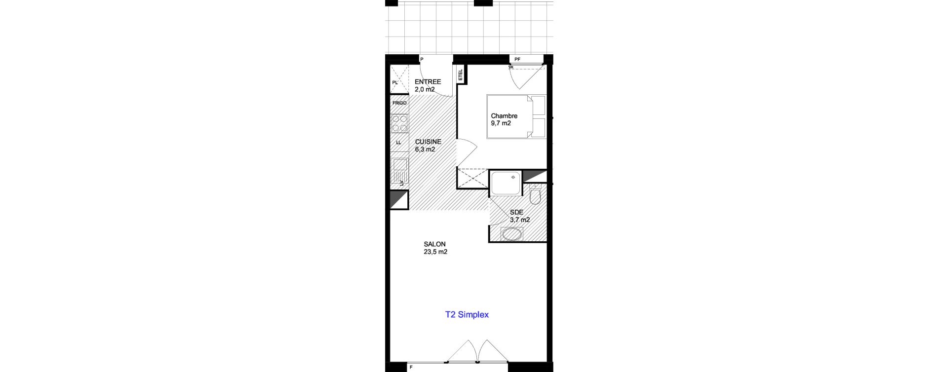 Appartement T2 de 45,20 m2 &agrave; Cergy Les doux &eacute;pis