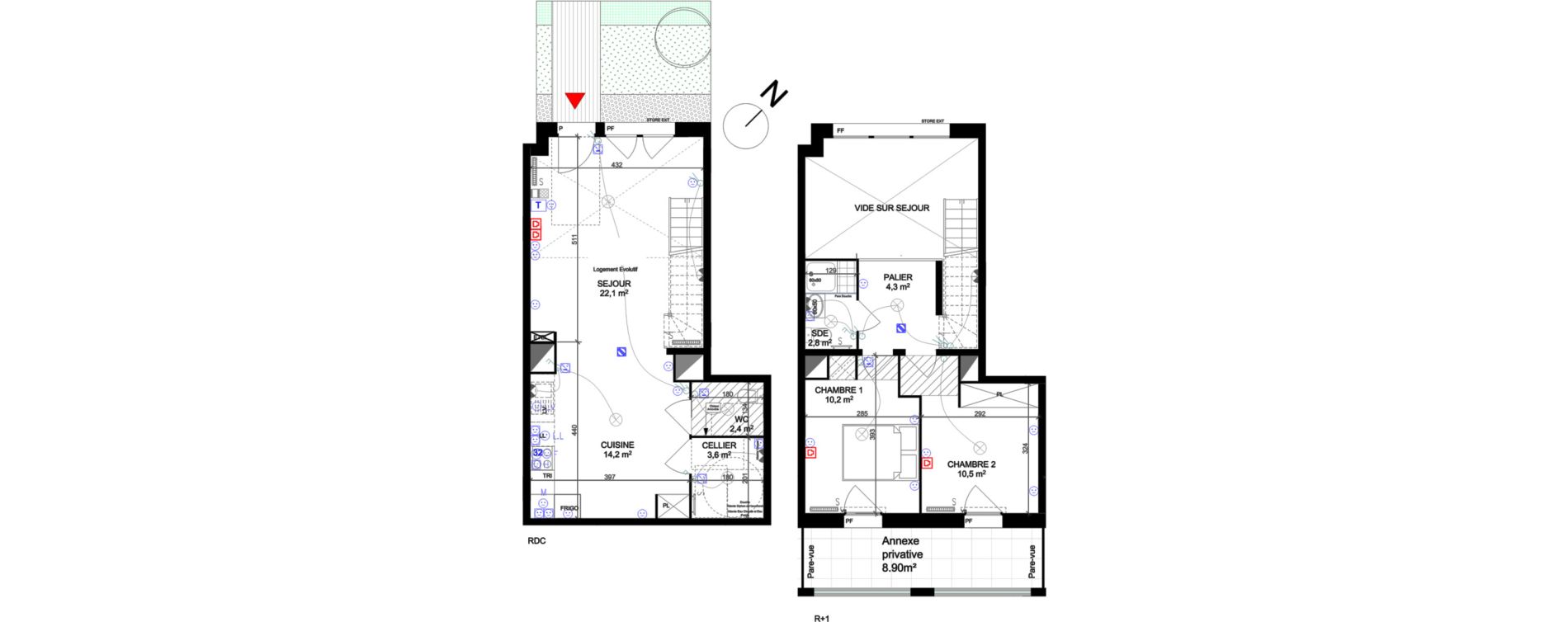 Appartement T3 de 70,10 m2 &agrave; Cergy Les doux &eacute;pis