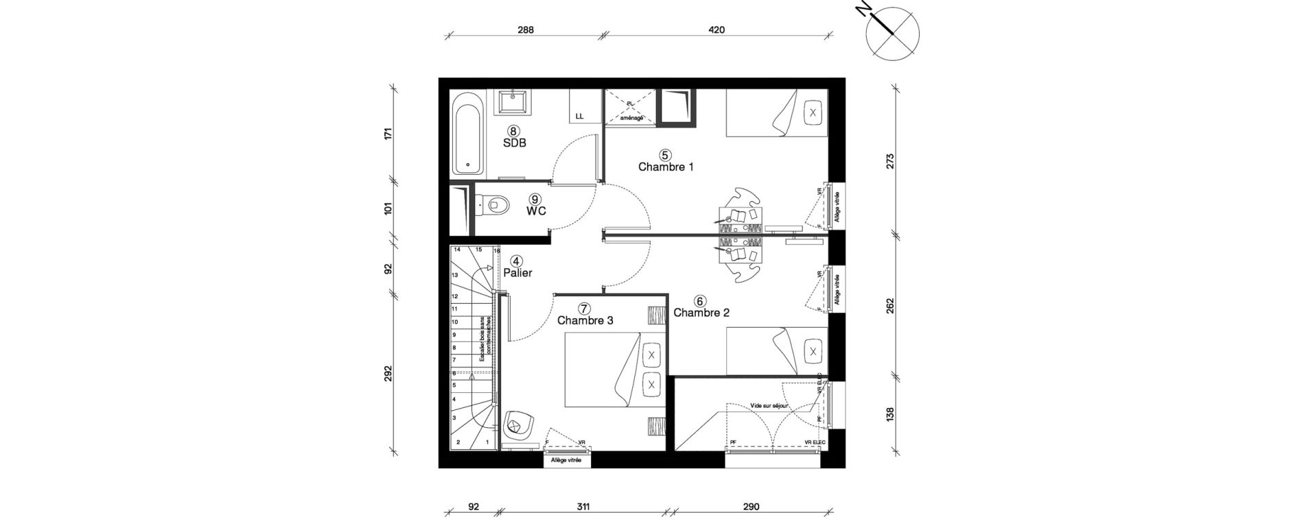 Duplex T4 de 80,62 m2 &agrave; Cergy Coteaux