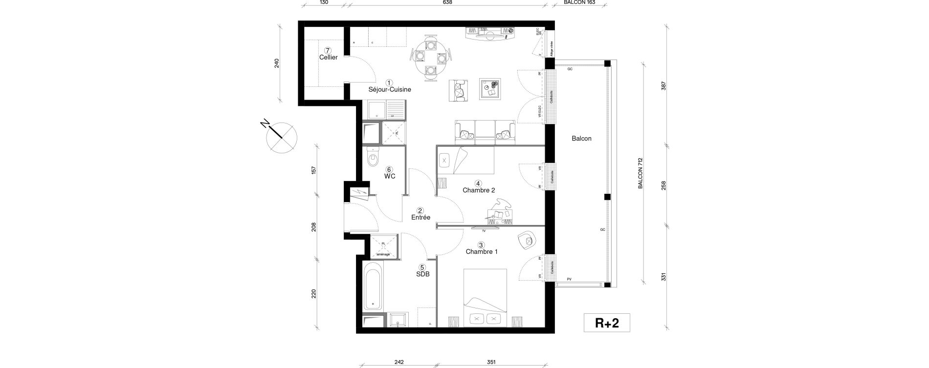 Appartement T3 de 61,06 m2 &agrave; Cergy Coteaux