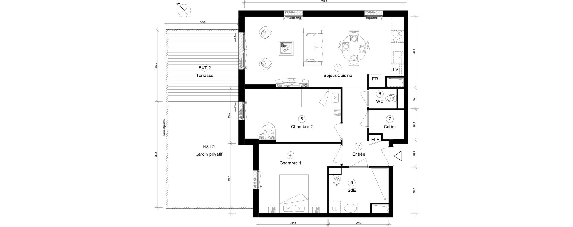 Appartement T3 de 64,53 m2 &agrave; Cergy Coteaux