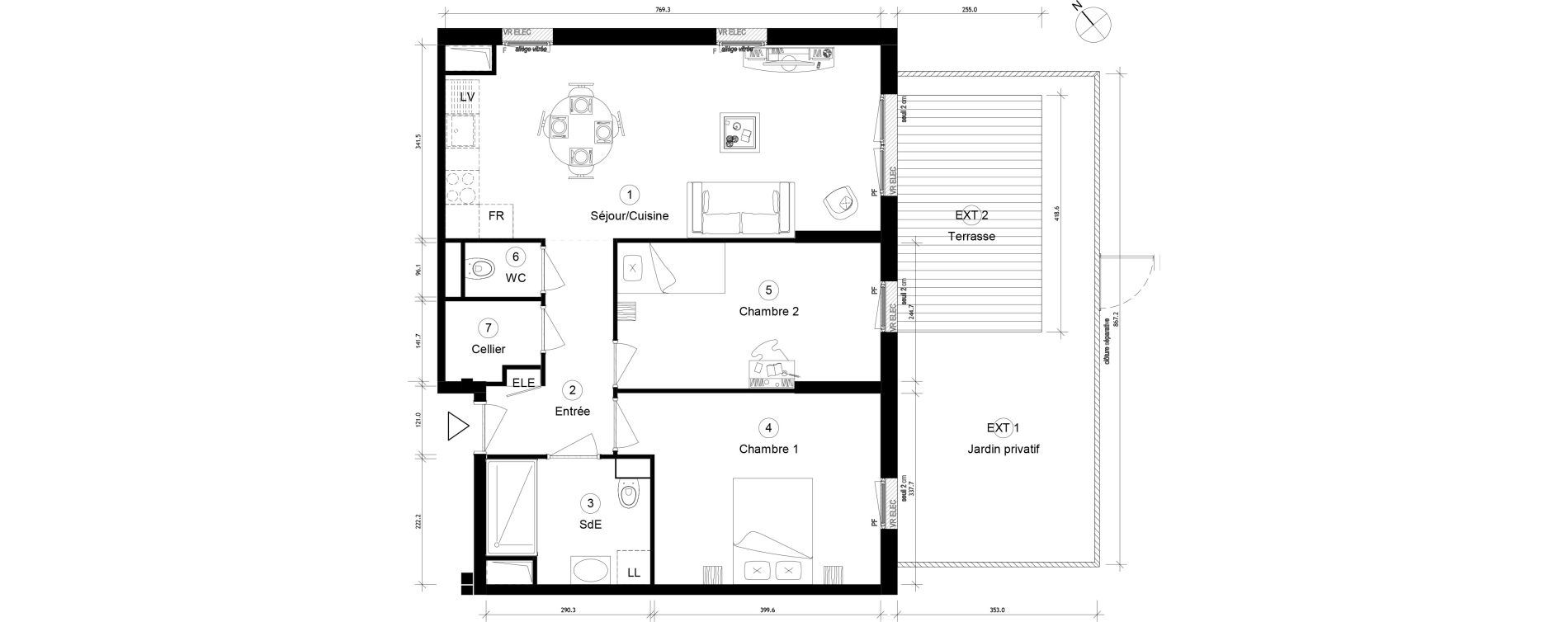 Appartement T3 de 66,95 m2 &agrave; Cergy Coteaux