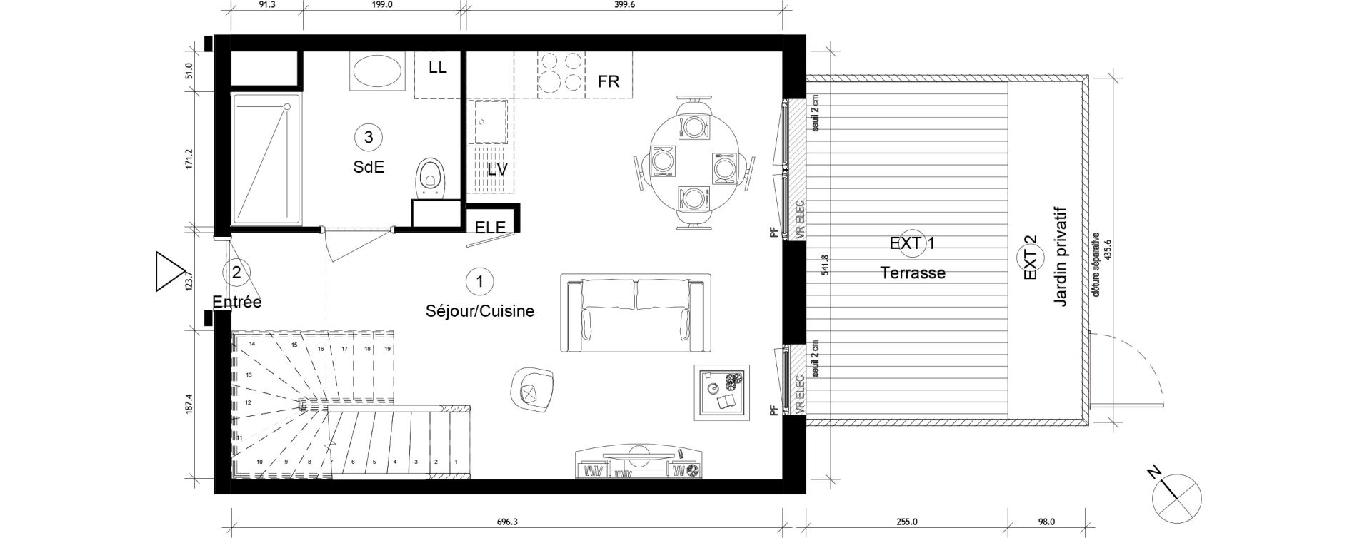 Duplex T3 de 76,35 m2 &agrave; Cergy Coteaux