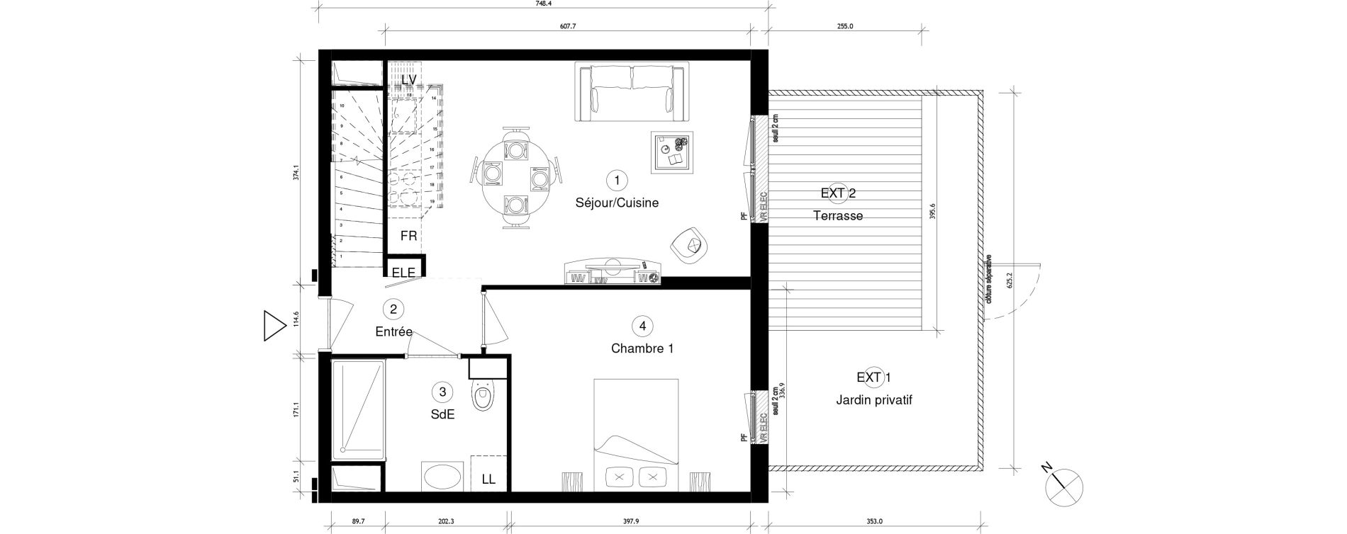Duplex T4 de 87,60 m2 &agrave; Cergy Coteaux