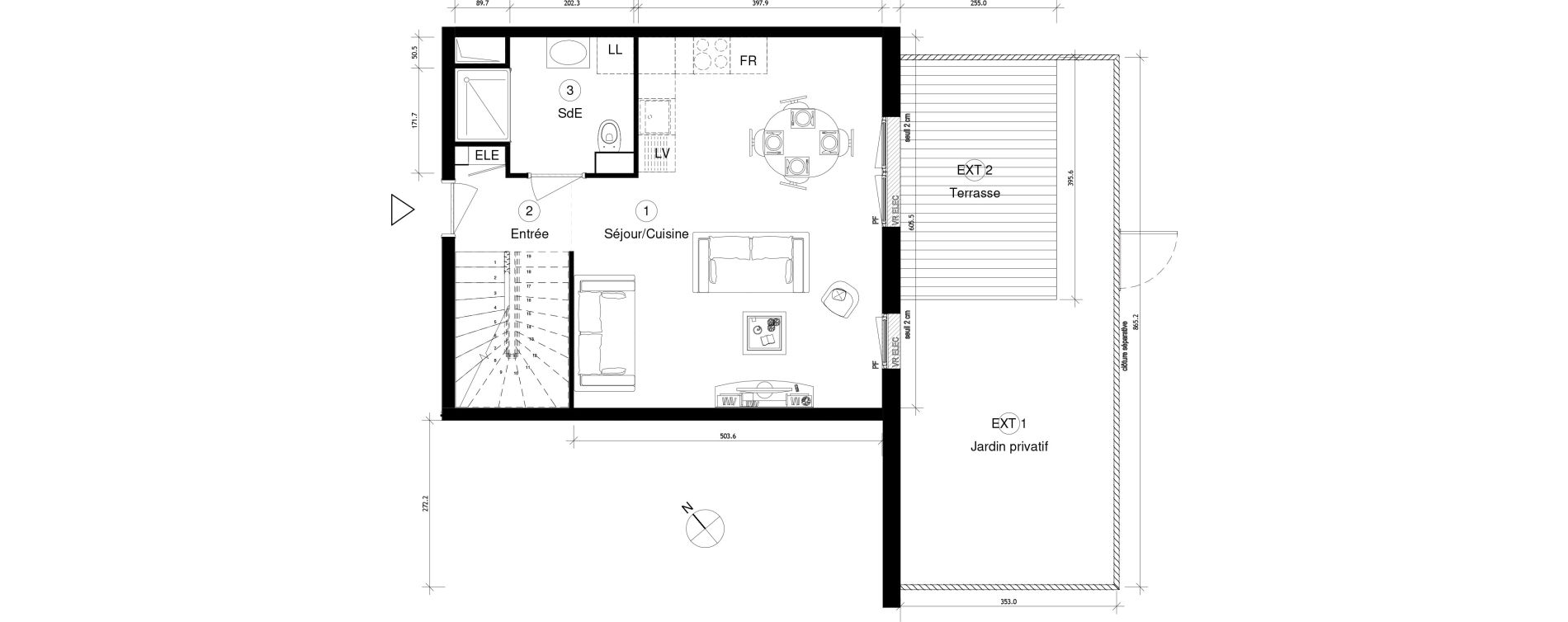 Duplex T5 de 96,43 m2 &agrave; Cergy Coteaux