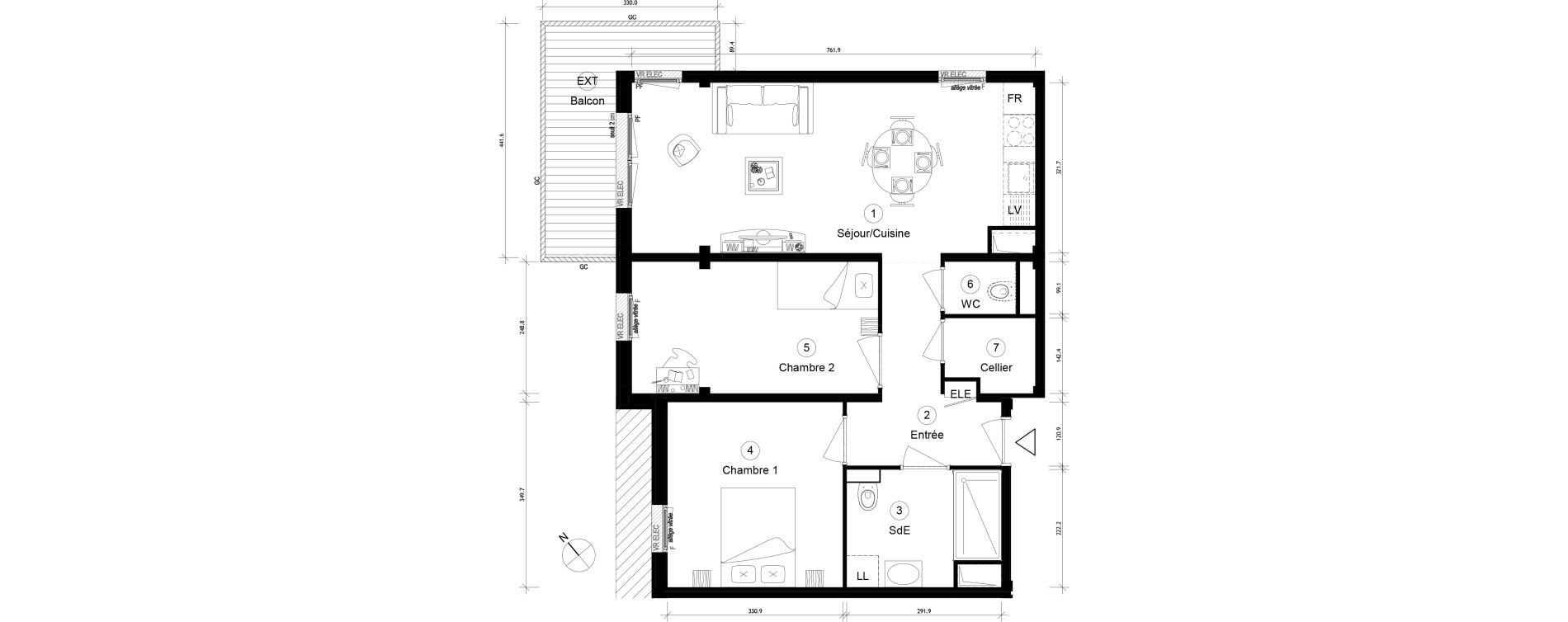 Appartement T3 de 63,40 m2 &agrave; Cergy Coteaux