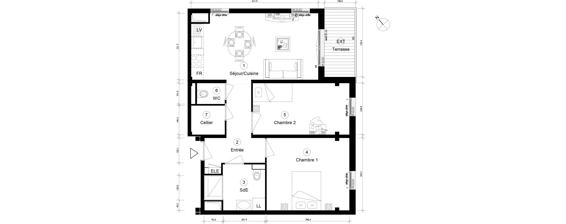 Appartement T3 de 60,92 m2 &agrave; Cergy Coteaux
