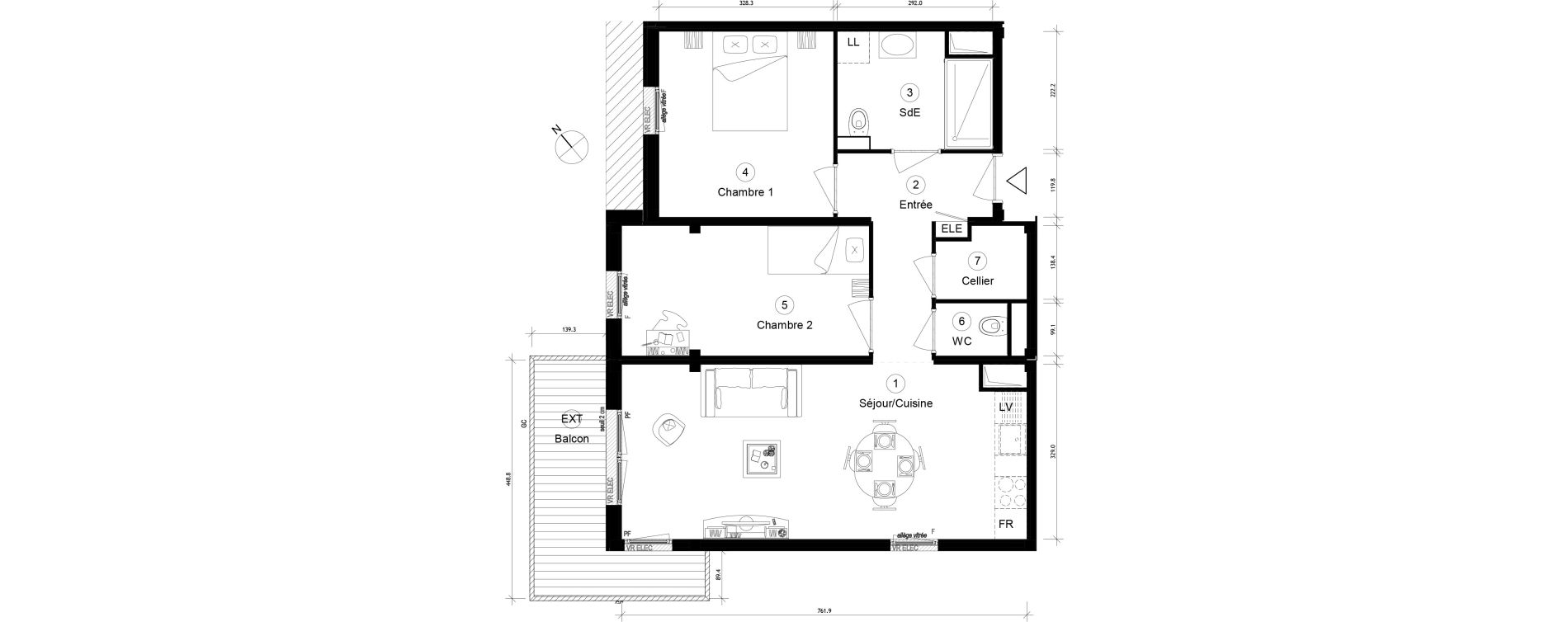 Appartement T3 de 63,59 m2 &agrave; Cergy Coteaux