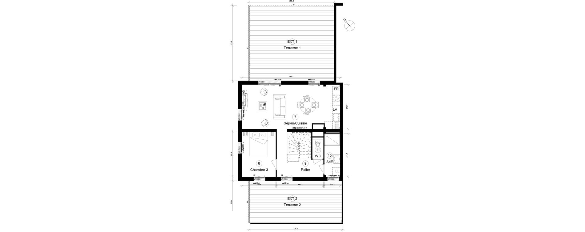 Duplex T4 de 83,26 m2 &agrave; Cergy Coteaux