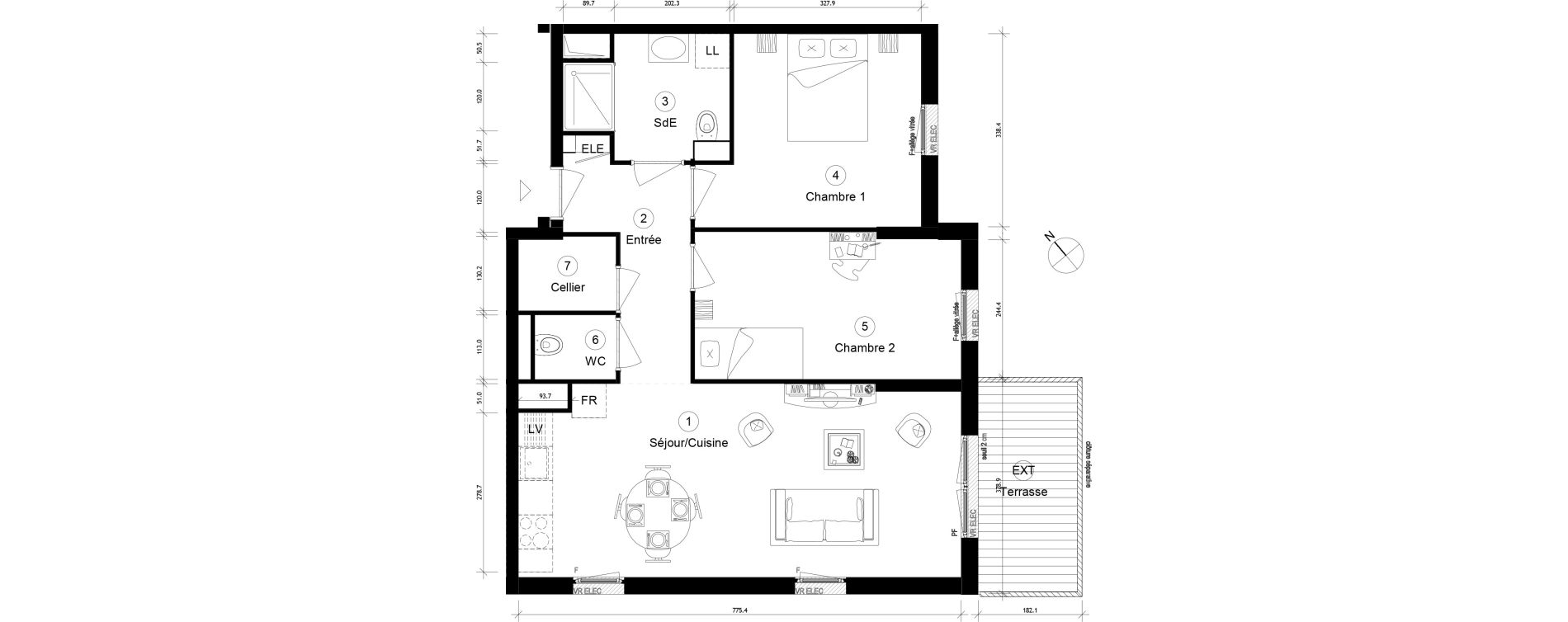 Appartement T3 de 66,58 m2 &agrave; Cergy Coteaux