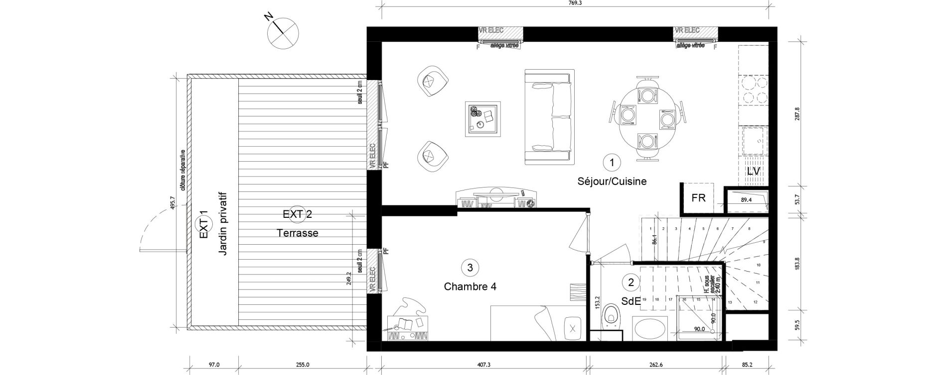 Duplex T5 de 96,86 m2 &agrave; Cergy Coteaux