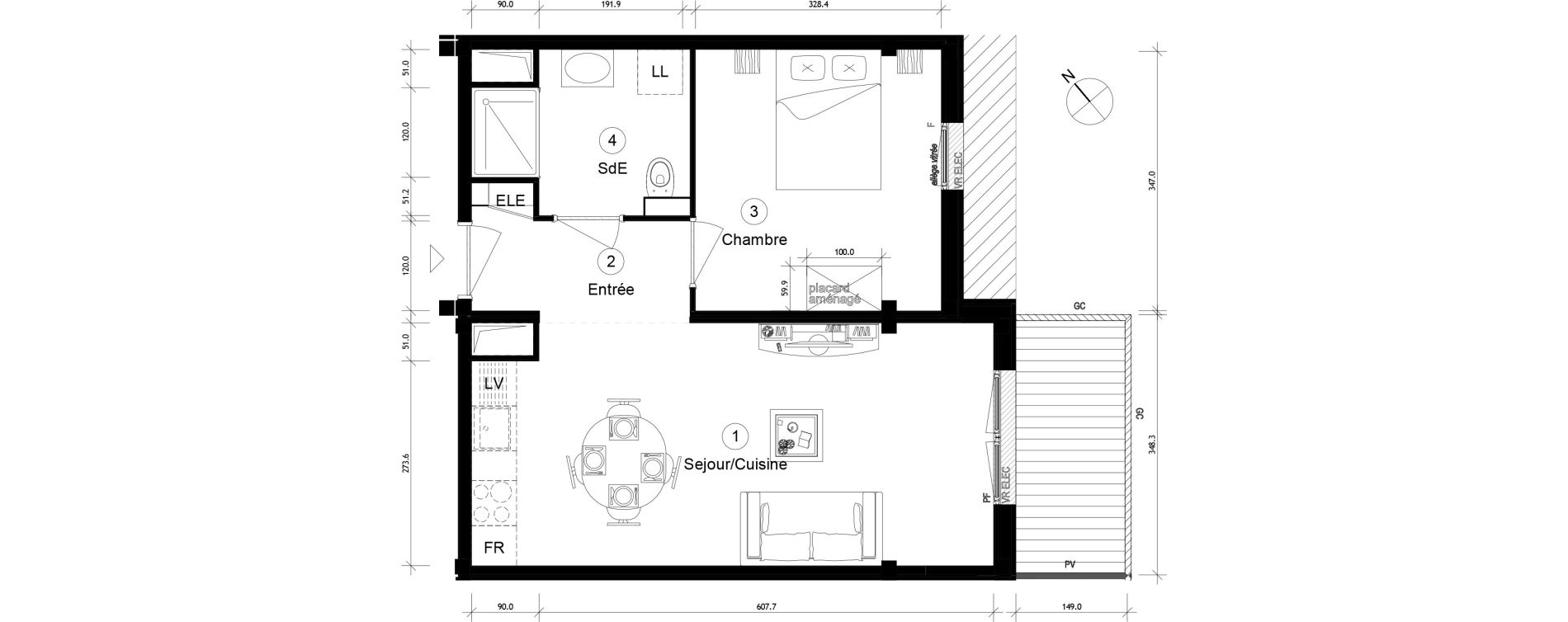 Appartement T2 de 43,19 m2 &agrave; Cergy Coteaux