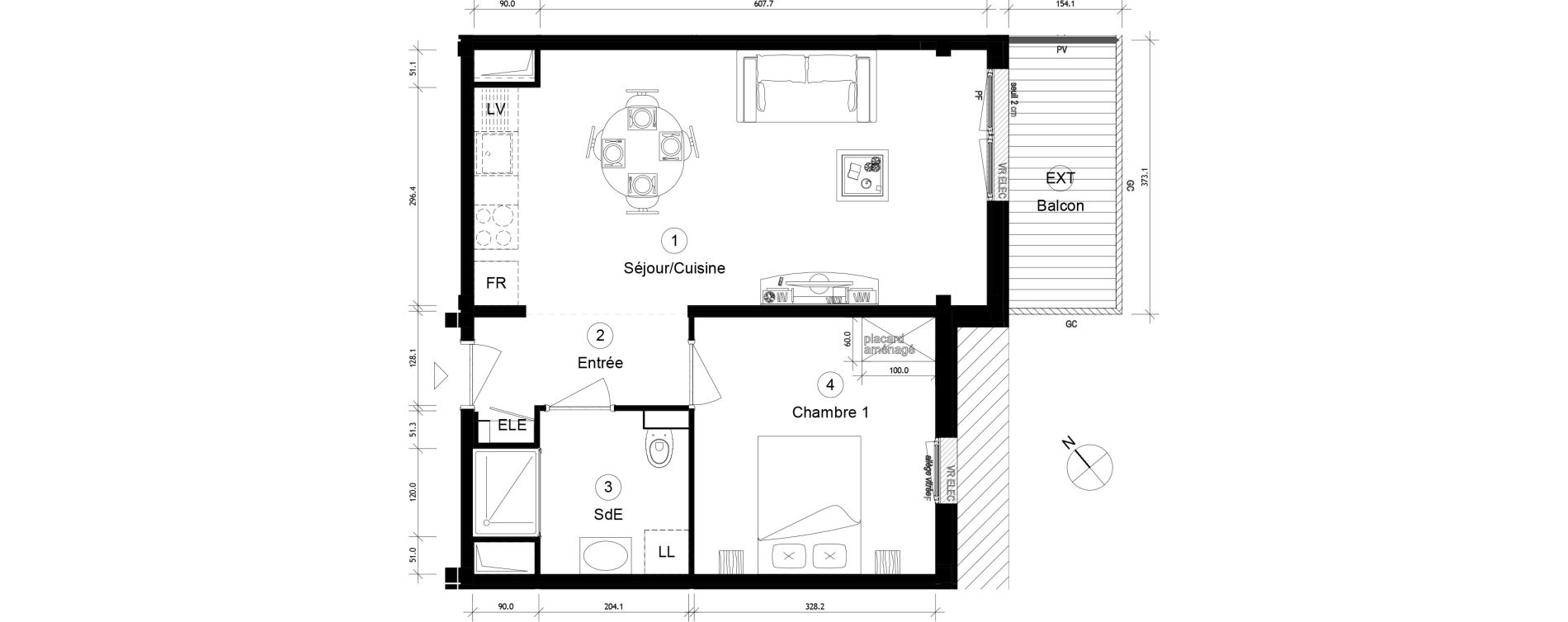 Appartement T2 de 44,84 m2 &agrave; Cergy Coteaux