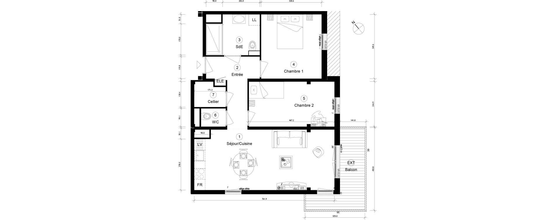 Appartement T3 de 63,56 m2 &agrave; Cergy Coteaux