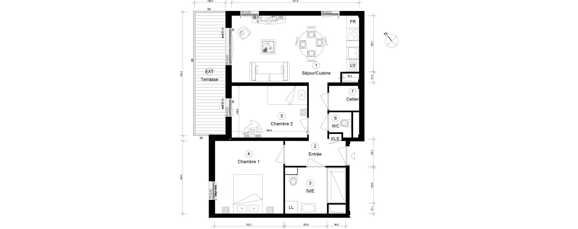 Appartement T3 de 54,67 m2 &agrave; Cergy Coteaux