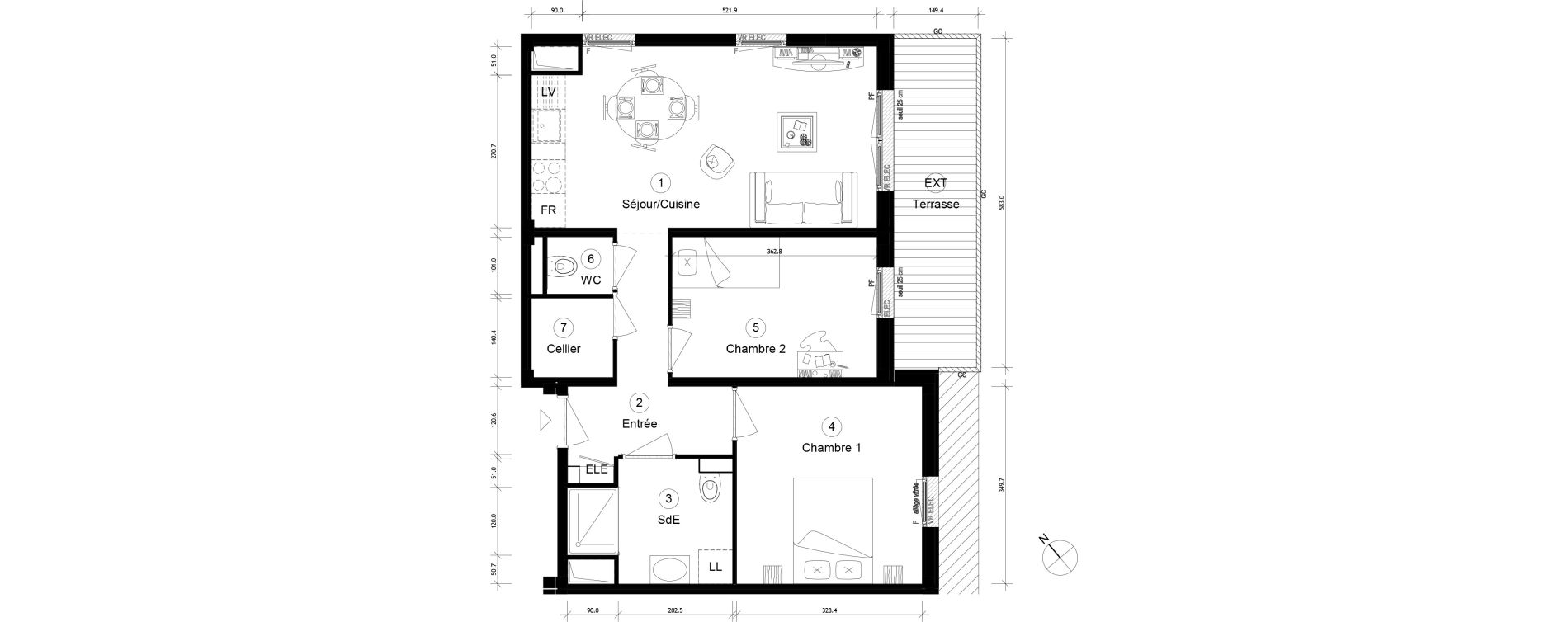 Appartement T3 de 54,82 m2 &agrave; Cergy Coteaux