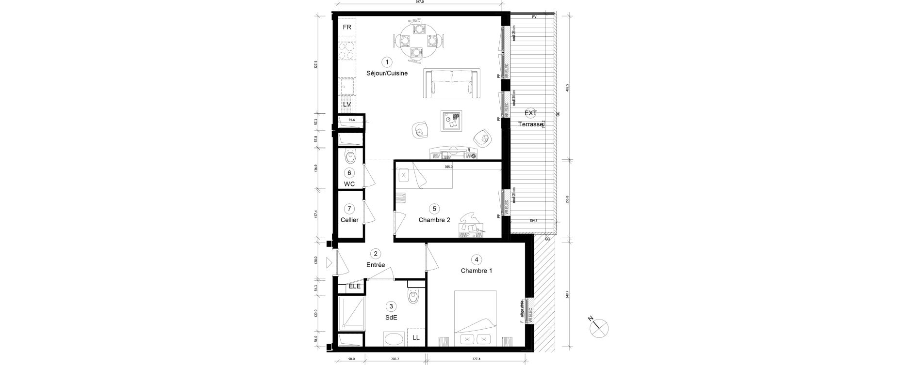 Appartement T3 de 59,89 m2 &agrave; Cergy Coteaux