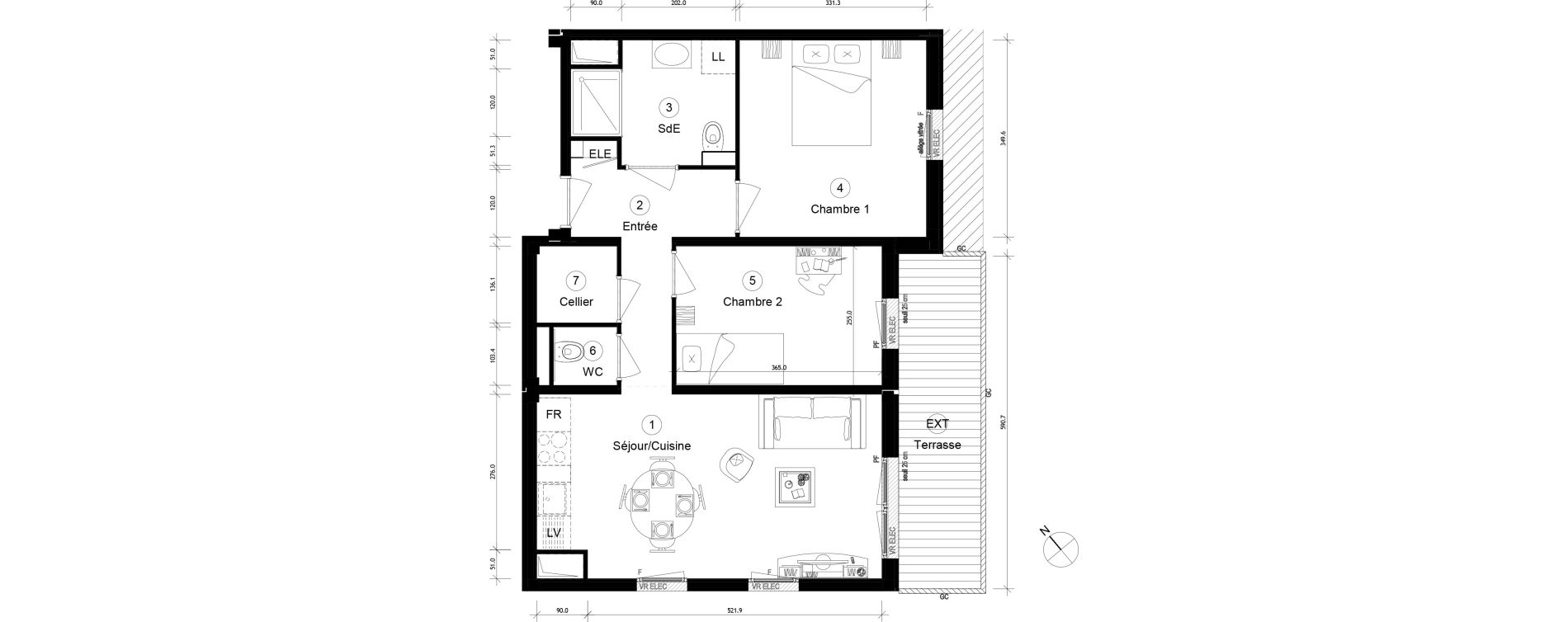 Appartement T3 de 55,22 m2 &agrave; Cergy Coteaux