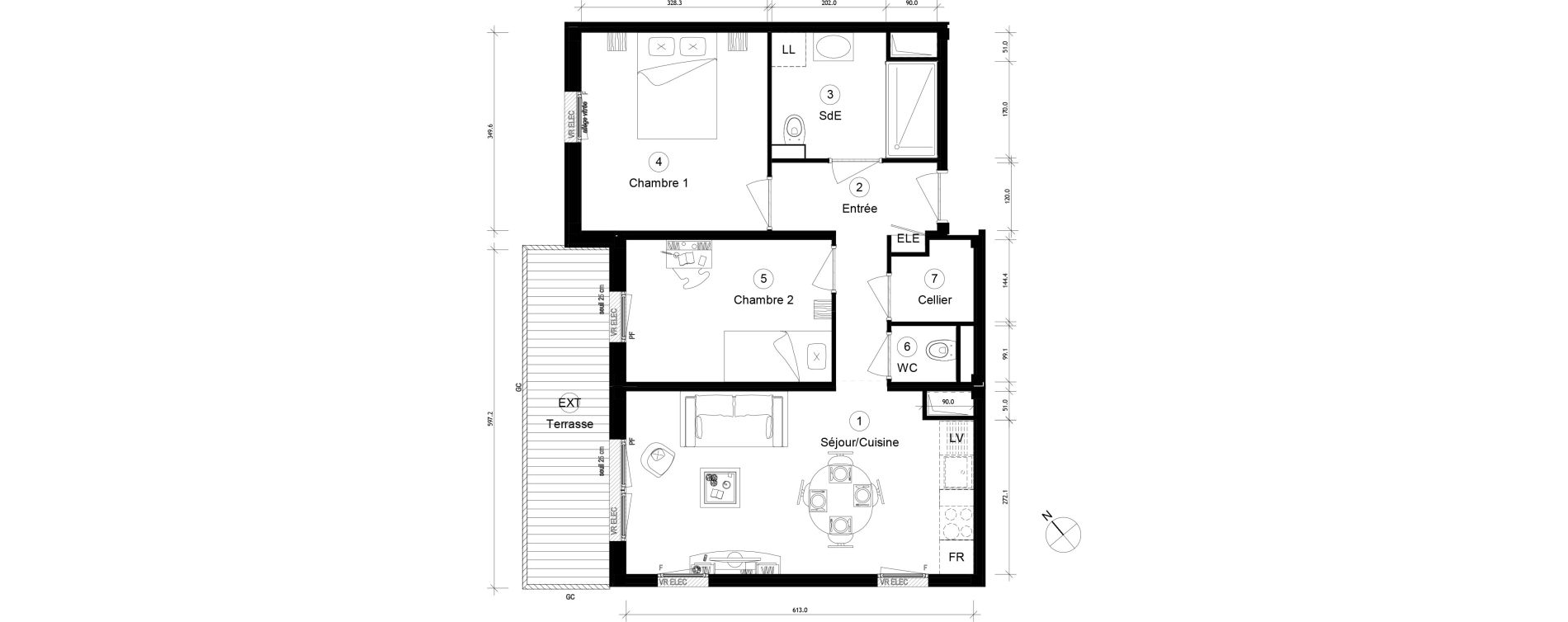 Appartement T3 de 55,13 m2 &agrave; Cergy Coteaux