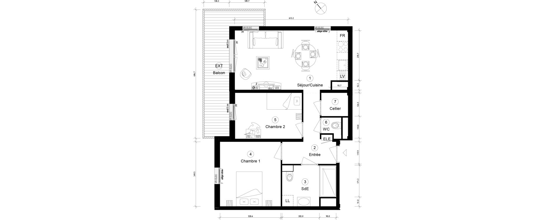 Appartement T3 de 54,64 m2 &agrave; Cergy Coteaux