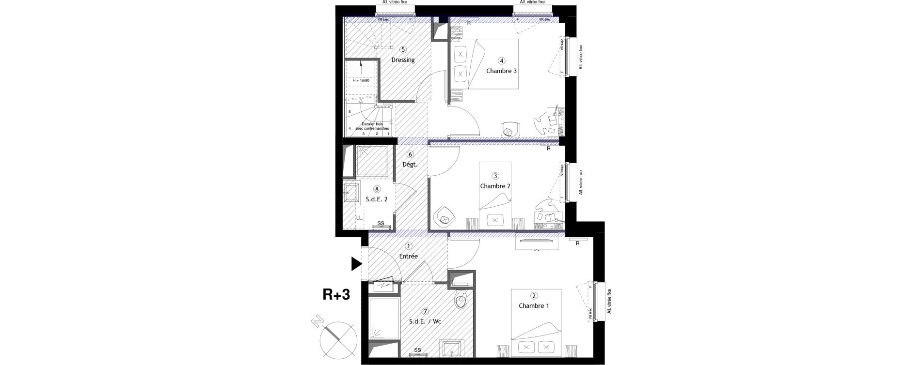 Duplex T4 de 86,18 m2 &agrave; Cergy Coteaux
