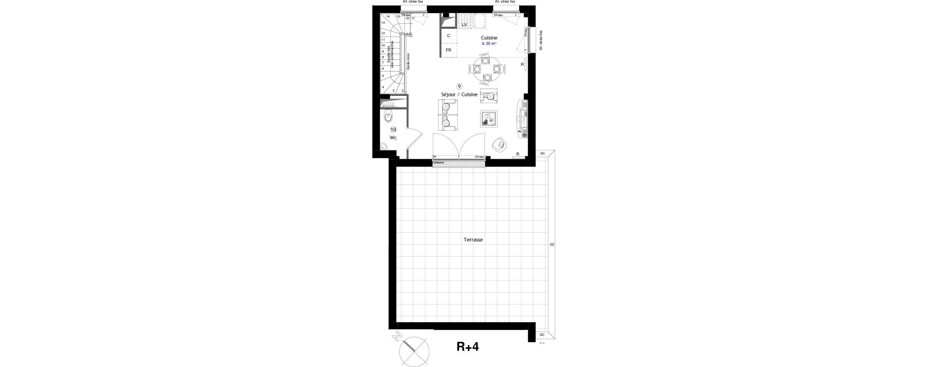 Duplex T4 de 86,18 m2 &agrave; Cergy Coteaux