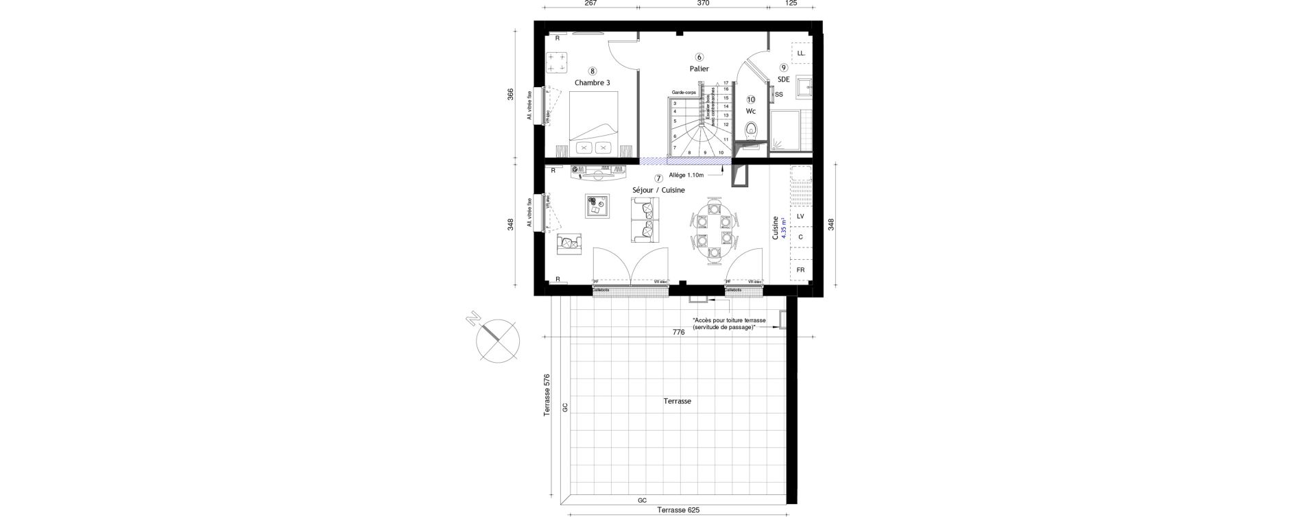 Duplex T4 de 84,90 m2 &agrave; Cergy Coteaux