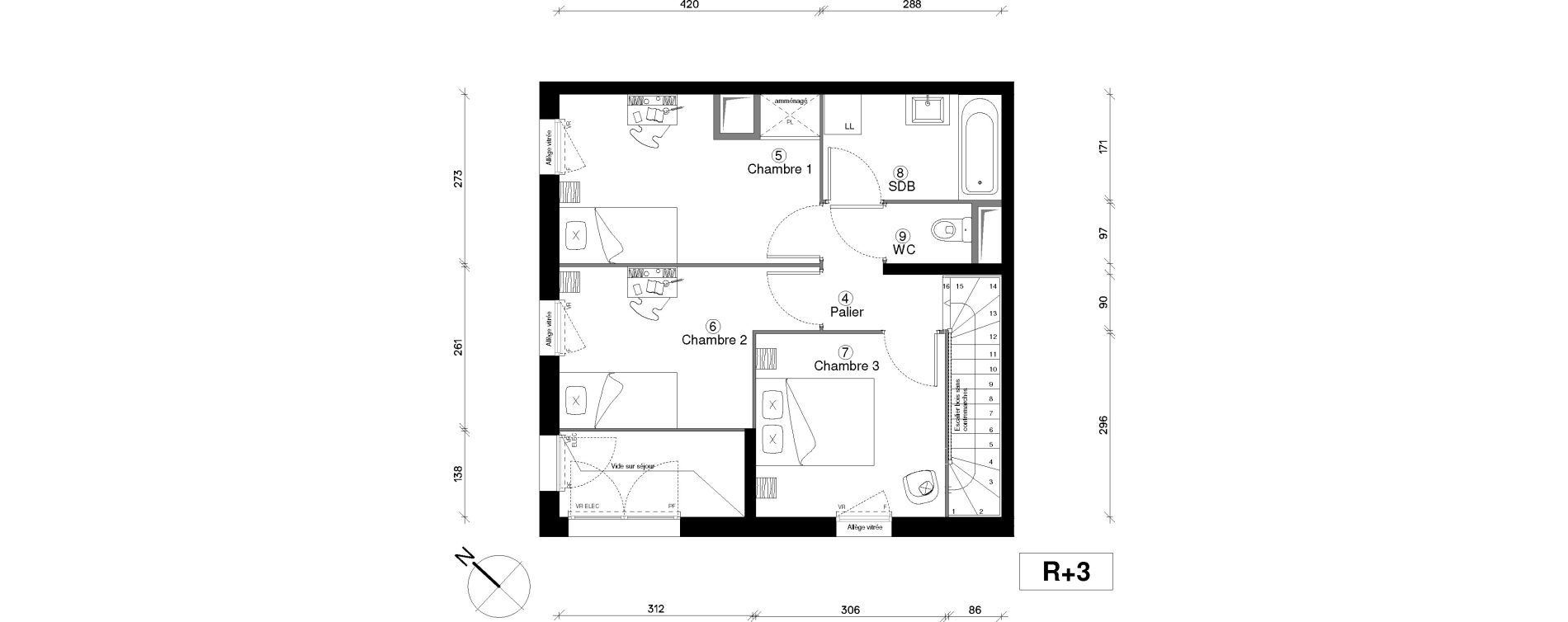 Duplex T4 de 80,91 m2 &agrave; Cergy Coteaux