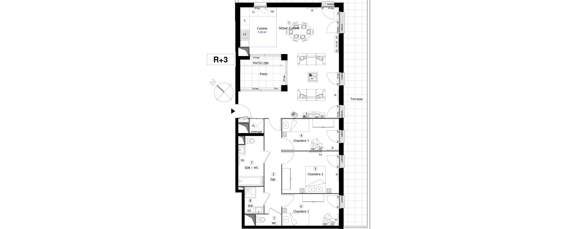 Appartement T4 de 95,40 m2 &agrave; Cergy Coteaux