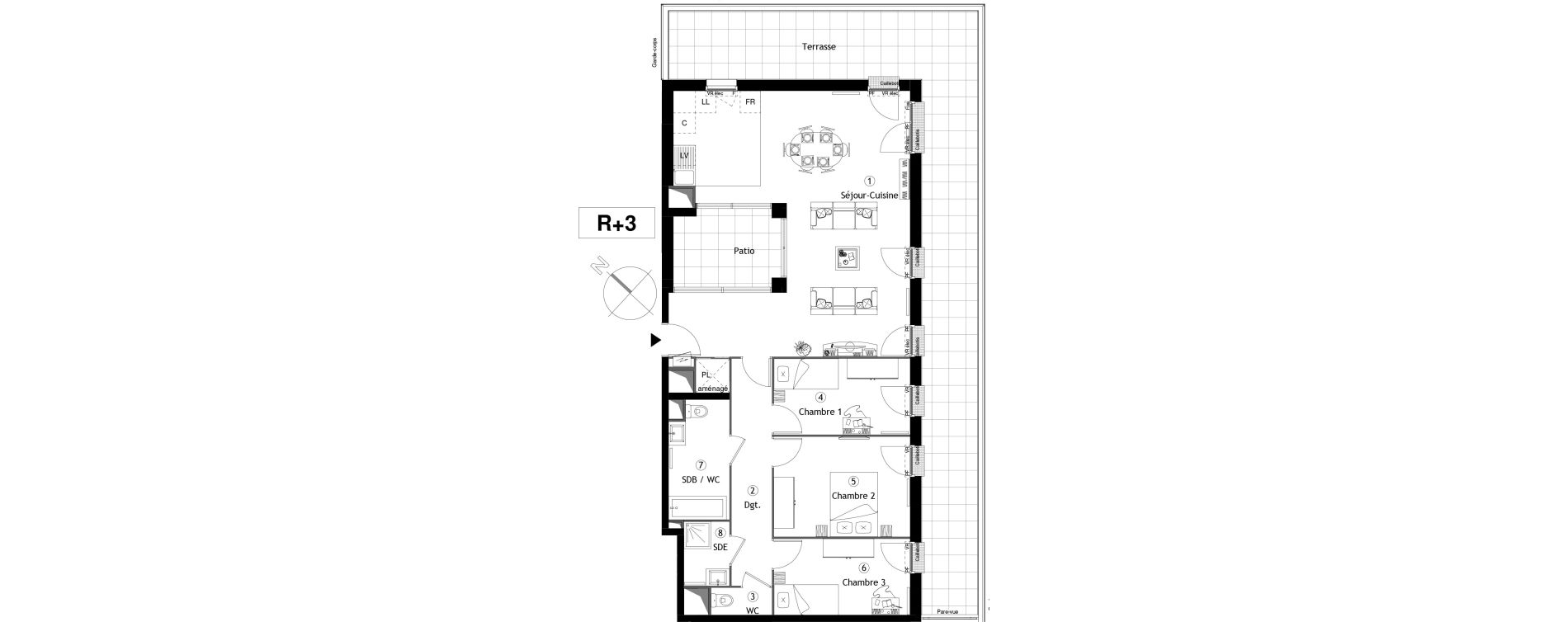 Appartement T4 de 95,40 m2 &agrave; Cergy Coteaux