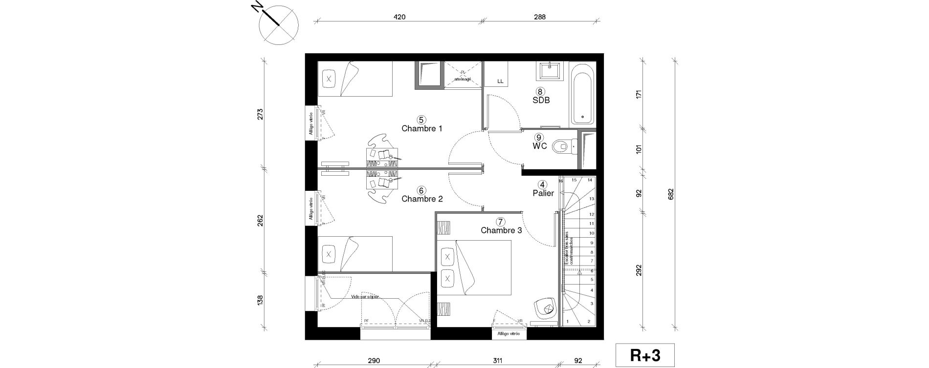 Duplex T4 de 80,86 m2 &agrave; Cergy Coteaux