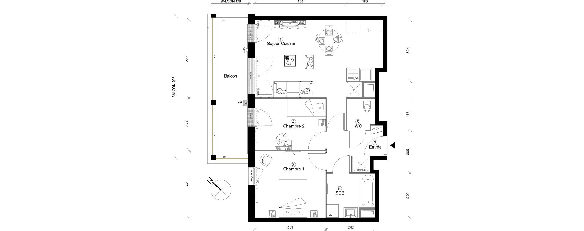 Appartement T3 de 57,99 m2 &agrave; Cergy Coteaux