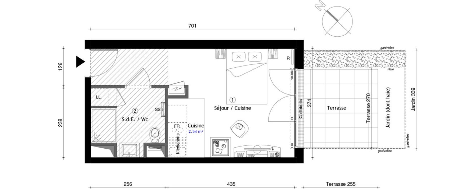 Appartement T1 de 24,50 m2 &agrave; Cergy Coteaux
