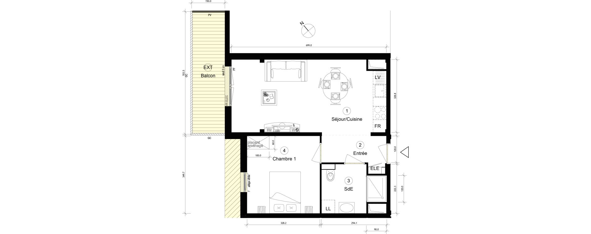 Appartement T2 de 43,50 m2 &agrave; Cergy Coteaux