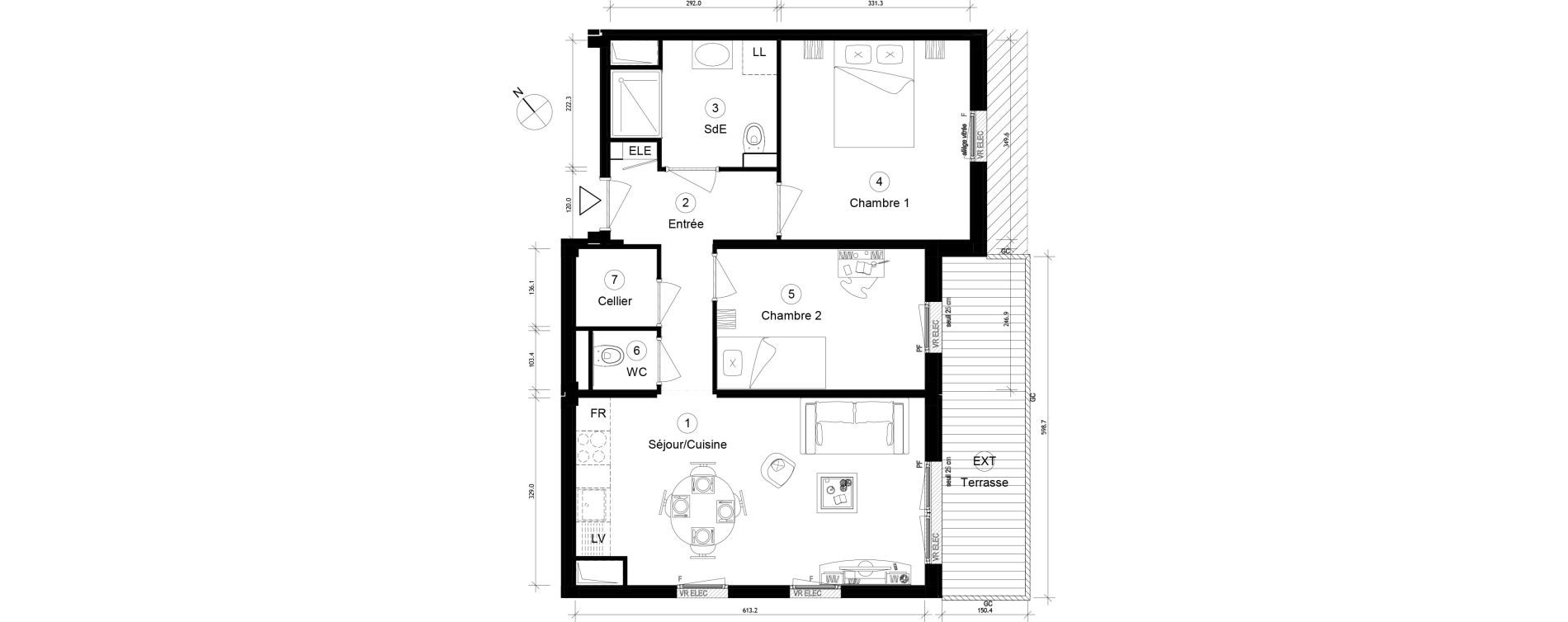 Appartement T3 de 55,46 m2 &agrave; Cergy Coteaux
