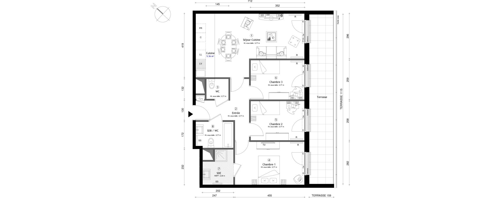 Appartement T4 de 74,10 m2 &agrave; Cergy Coteaux