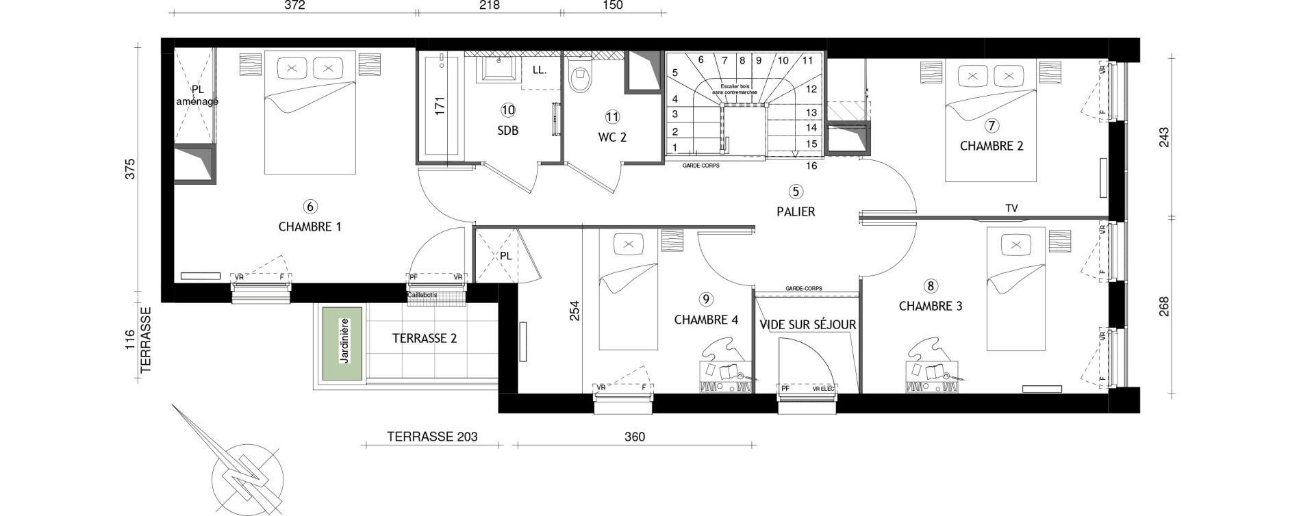 Appartement T5 de 116,40 m2 &agrave; Cergy Coteaux