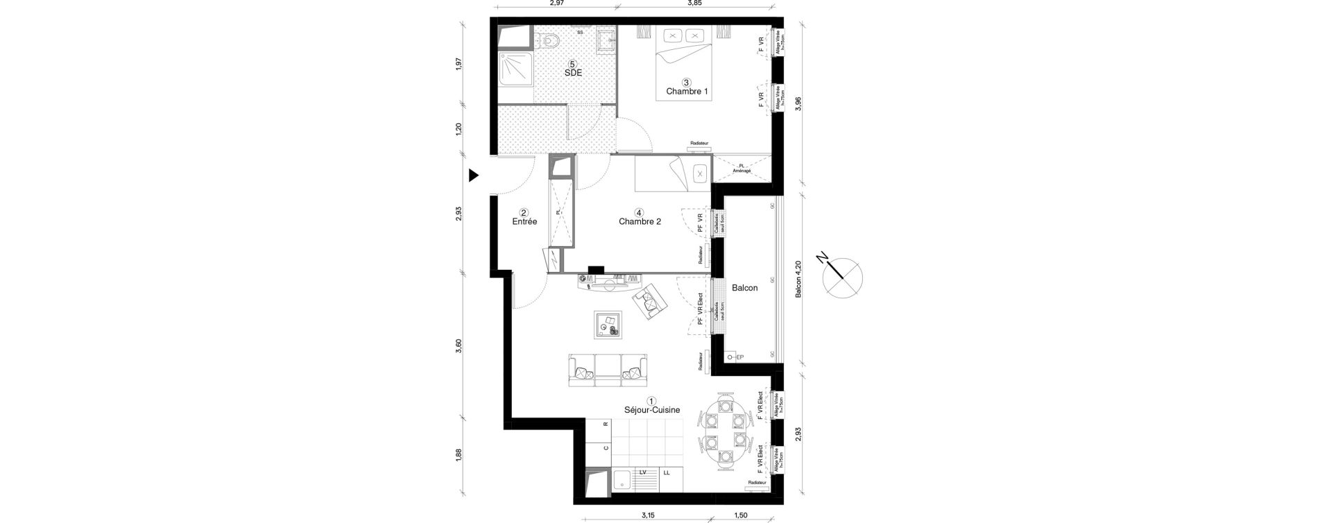 Appartement T3 de 65,19 m2 &agrave; Cergy Coteaux