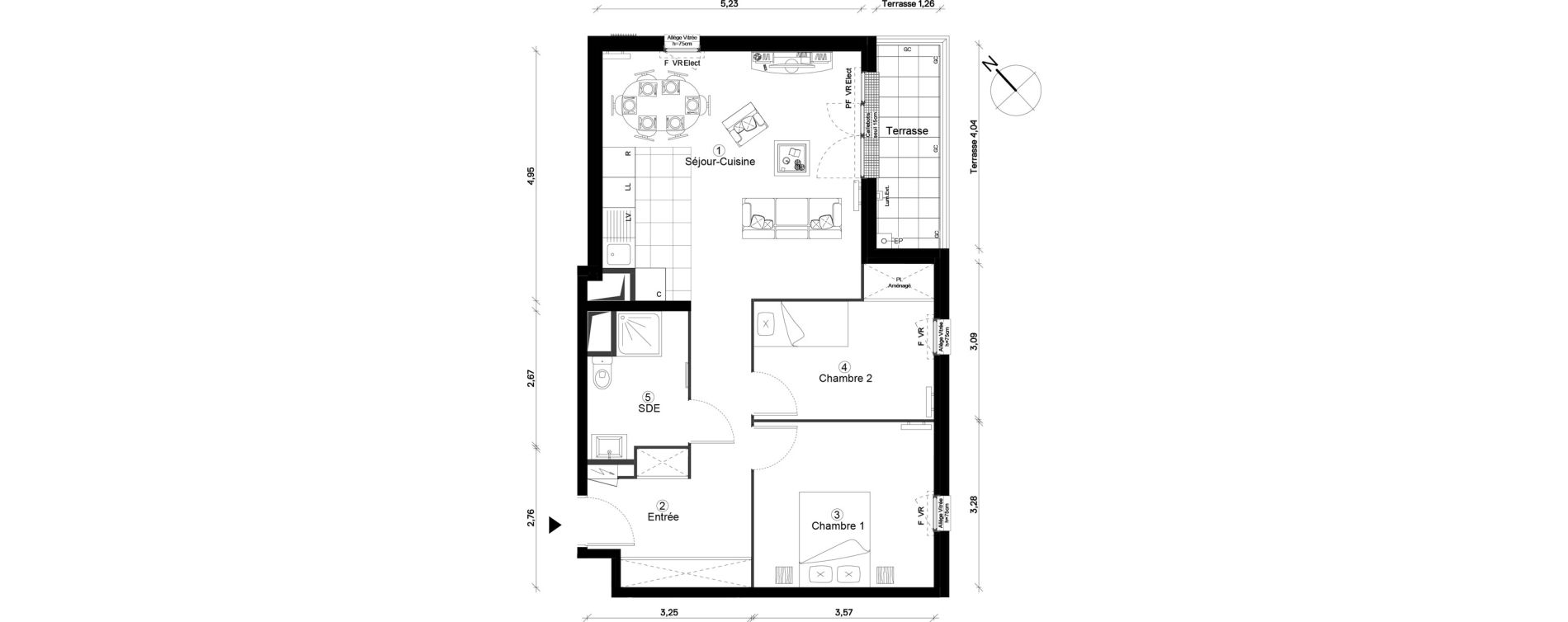 Appartement T3 de 62,42 m2 &agrave; Cergy Coteaux