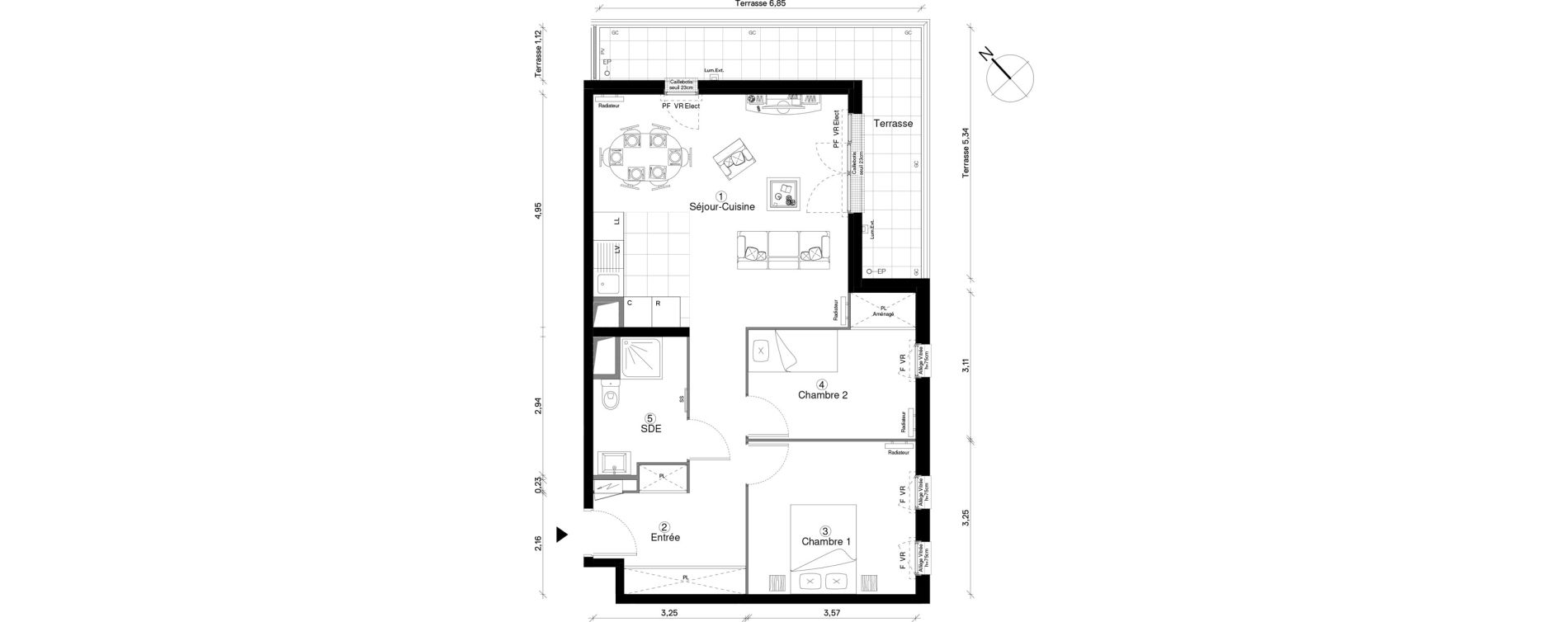 Appartement T3 de 63,90 m2 &agrave; Cergy Coteaux
