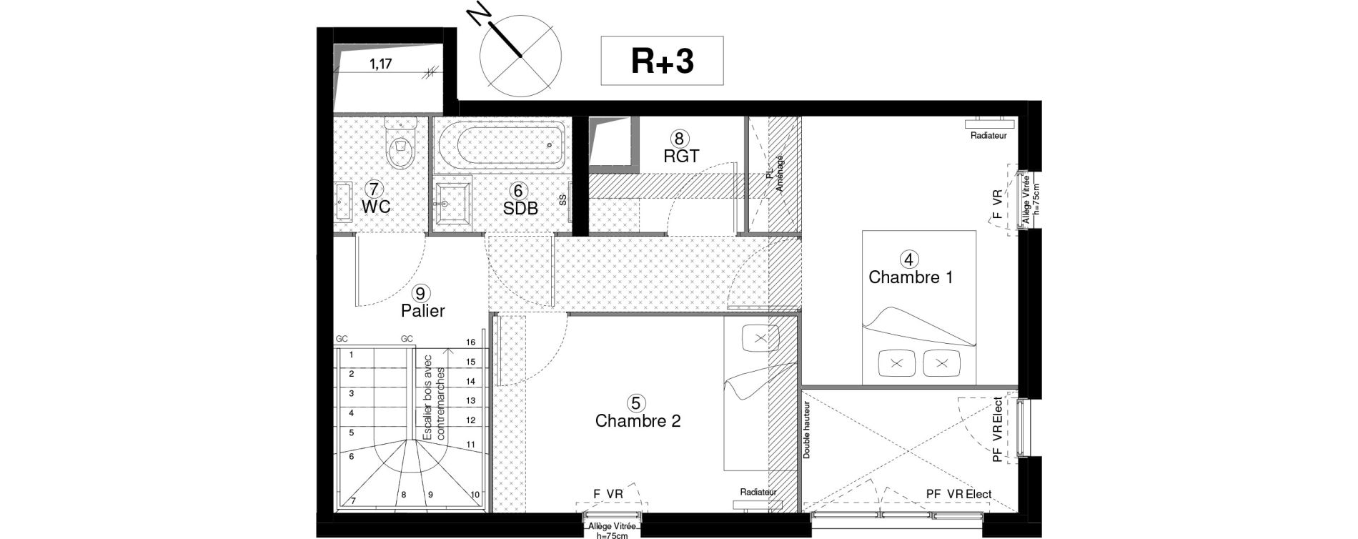 Duplex T3 de 69,03 m2 &agrave; Cergy Coteaux
