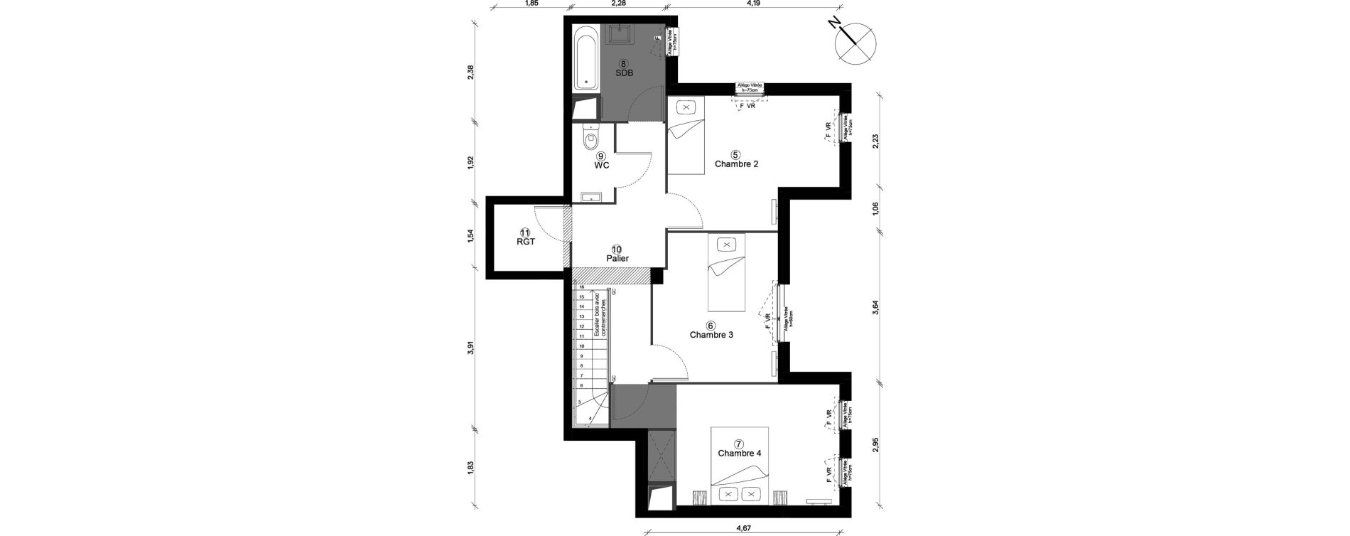 Duplex T5 de 107,28 m2 &agrave; Cergy Coteaux